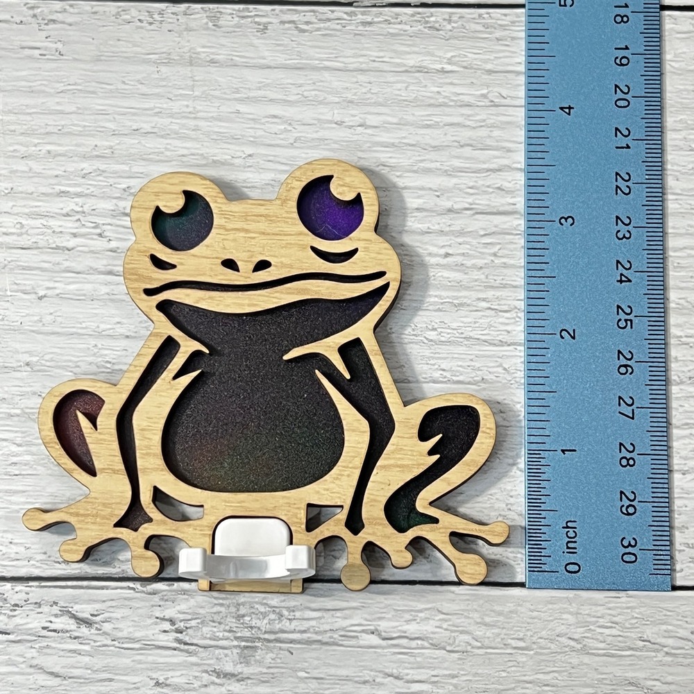 Rainbow Iridescent Frog Wood Plug In Night Light Handmade Whimsical Decor 4x4‎ - Picture 3 of 9